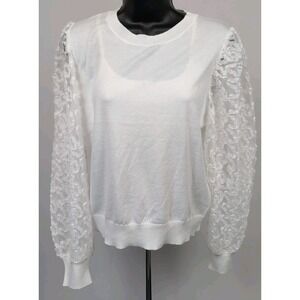 French Connection Womens Luvvy Jumper Lace Sheer Sweater White Sz‎ M NWT